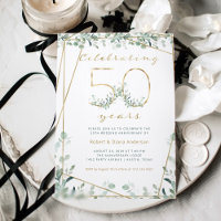 50 Year Anniversary | Gold Greenery and Photo