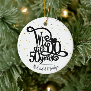 50 Year Anniversary Gold Personalised Ceramic Ornament