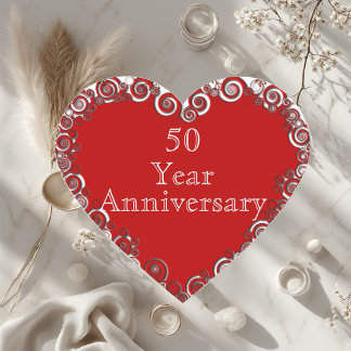 50 Year Anniversary Milestone Romantic Modern Heart Sticker