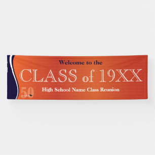 50 Year Class Reunion Banner in Orange and Blue