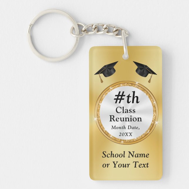 50 Year Class Reunion Souvenirs, Customisable Key Ring (Front)