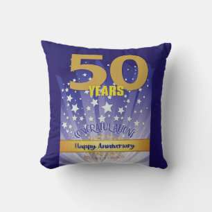 50 Year CUSTOM NAME 12 Step Anniversary Big Number Cushion
