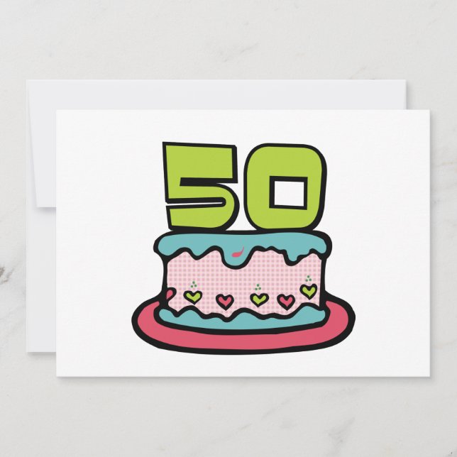 50 Year Old Birthday Cake Card (Front)