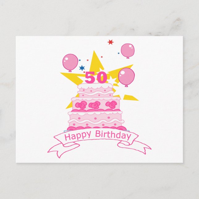 50 Year Old Birthday Cake Postcard (Front)