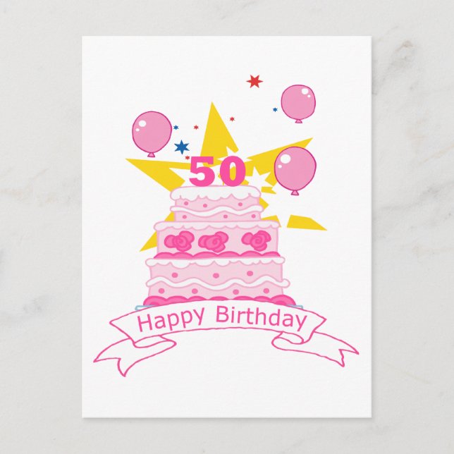 50 Year Old Birthday Cake Postcard (Front)