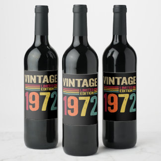 50 Year Old Gifts Vintage 1972 70th Birthday gift Wine Label