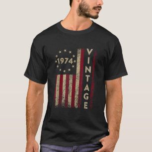 50 Year Old Gifts Vintage 1974 American Flag 50th  T-Shirt