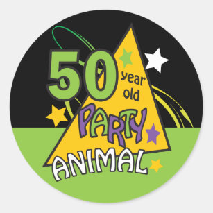 50 Year Old Party Animal   50th Birthday Classic Round Sticker