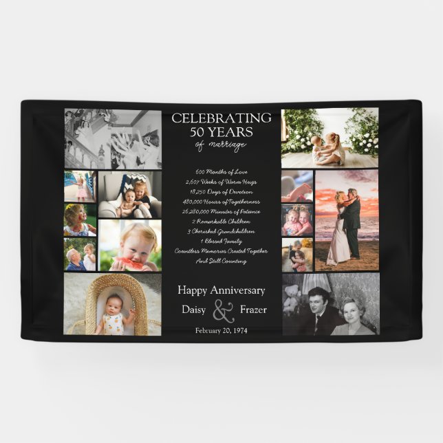 50 year wedding anniversary photo collage editable banner (Horizontal)