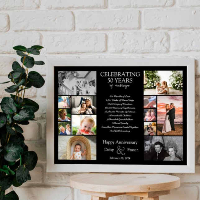 50 year wedding anniversary photo collage editable poster (Creator Uploaded)