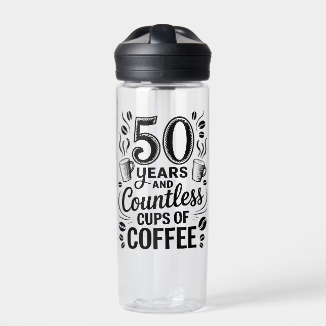 50 Years and Countless Cups of Coffee  Water Bottle (Front)