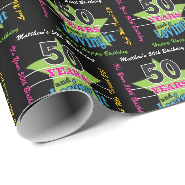 50 Years and Loving It - 50th Birthday Wrapping Paper (Roll Corner)