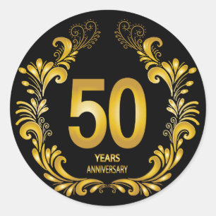 50 Years Gold Glitter Anniversary Classic Round Sticker