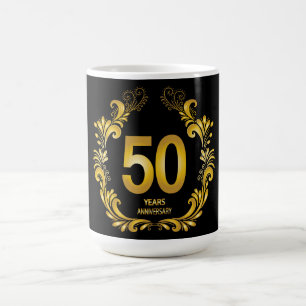 50 Years Gold Glitter Anniversary Coffee Mug