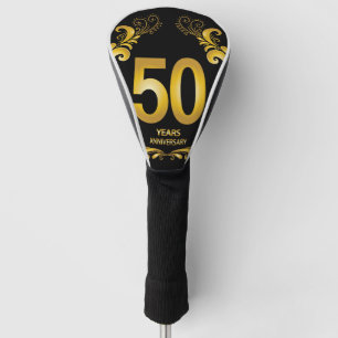 50 Years Gold Glitter Anniversary Golf Head Cover