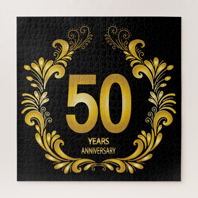 50 Years Gold Glitter Anniversary Jigsaw Puzzle (Vertical)