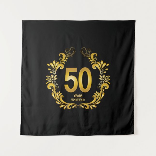 50 Years Gold Glitter Anniversary Tapestry (Front)