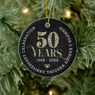 50 Years gold wedding Anniversary Ceramic Ornament
