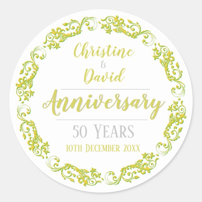 50 Years - Golden Wedding Anniversary Classic Round Sticker (Front)