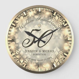 50 Years Golden Wedding Anniversary Large Clock