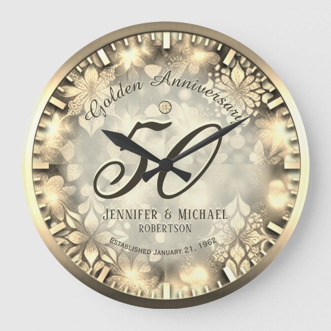50 Years Golden Wedding Anniversary Large Clock (Front)