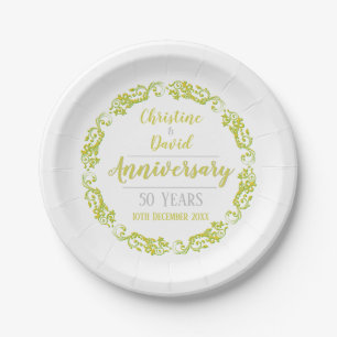 50 Years - Golden Wedding Anniversary Paper Plate