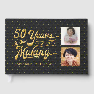 50 Years in the Making, Luxury Black/Gold Birthday Guest Book