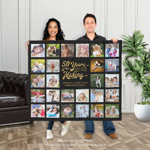 50 Years in the Making Photo Collage Anniversary Fleece Blanket