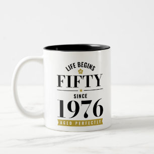 50 Years Life Begins At Fifty 1976 50th Birthday Two-Tone Coffee Mug