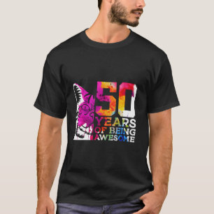 50 YEARS OF BEING AWESOME CAT 50TH BIRTHDAY Long S T-Shirt