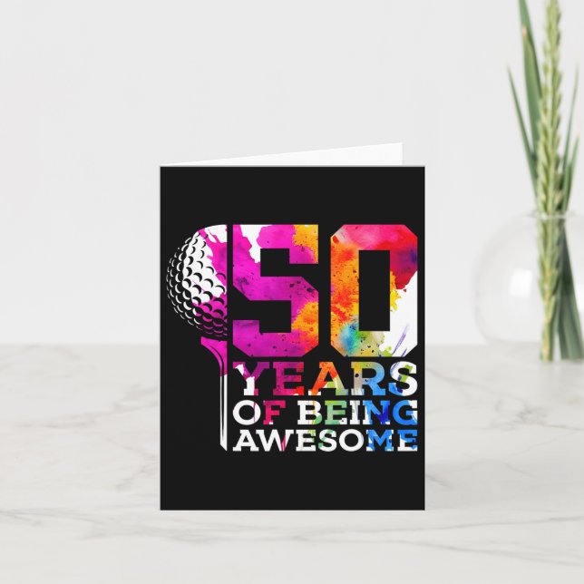 50 Years Of Being Awesome Golf 50th Birthday  Card (Front)