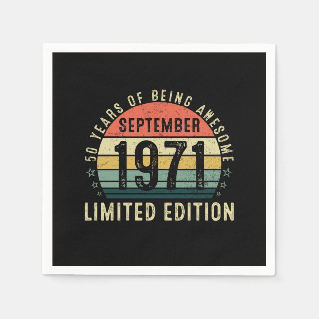 50 Years of being Awesome September Birthday Napkin (Front)