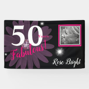 50 years of Fabulous, Sparkly purple daisy Banner