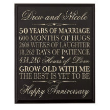 50 Years of Marriage Black 12x15 Wall Plaque