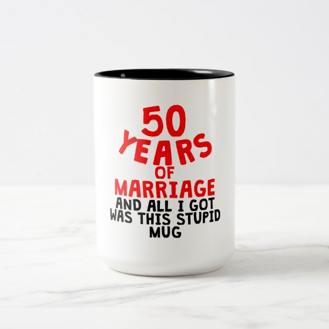 50 Years Of Marriage Two-Tone Coffee Mug (Center)