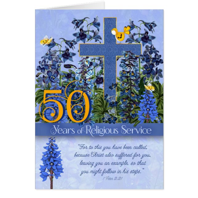 50 Years of Religious Service Larkspur Scripture (Front)
