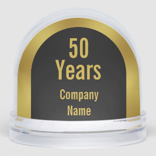 50 Years of Service Black and Gold Employee Snowglobe