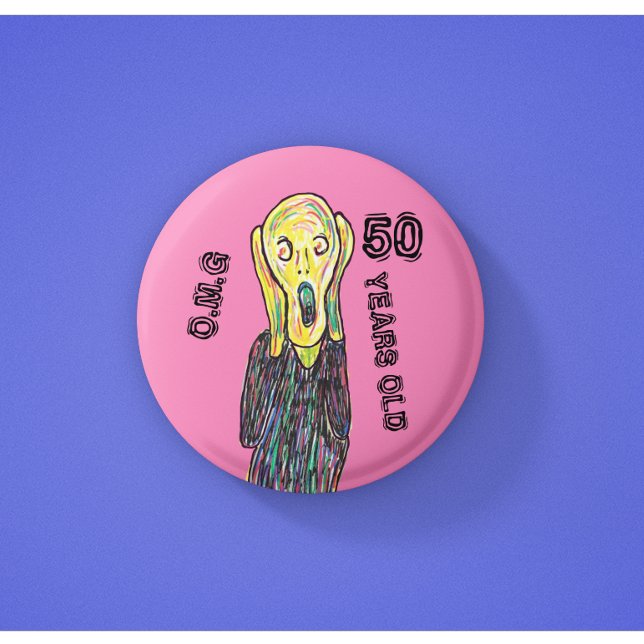 50 years old birthday any age  6 cm round badge (Creator Uploaded)