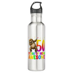 50 Years Old Birthday Sloth Dabbing 50th Birthday  710 Ml Water Bottle