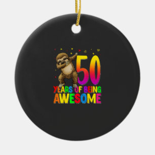 50 Years Old Birthday Sloth Dabbing 50th Birthday  Ceramic Ornament
