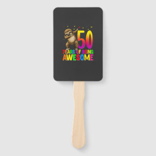 50 Years Old Birthday Sloth Dabbing 50th Birthday Hand Fan