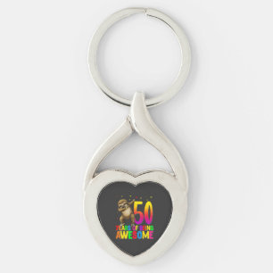 50 Years Old Birthday Sloth Dabbing 50th Birthday  Key Ring