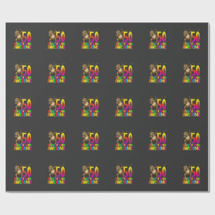 50 Years Old Birthday Sloth Dabbing 50th Birthday Wrapping Paper