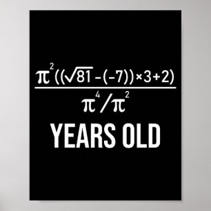 50 Years Old Equation Funny 50th Birthday Math Poster