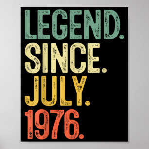 50 Years Old Gifts Legend July 1976 50th Birthday Poster