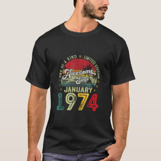 50 Years Old January 1974 Vintage Retro 50th Birth T-Shirt