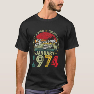 50 Years Old January 1974 Vintage Retro 50th Birth T-Shirt