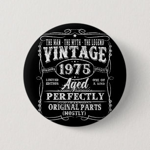50 Years Old Vintage 1975 Man Myth Legend 50th Bir 6 Cm Round Badge