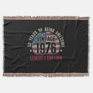 50 Years Old Vintage 1976 50th Birthday Limited Ed Throw Blanket