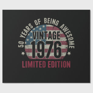 50 Years Old Vintage 1976 50th Birthday Limited Ed Wrapping Paper